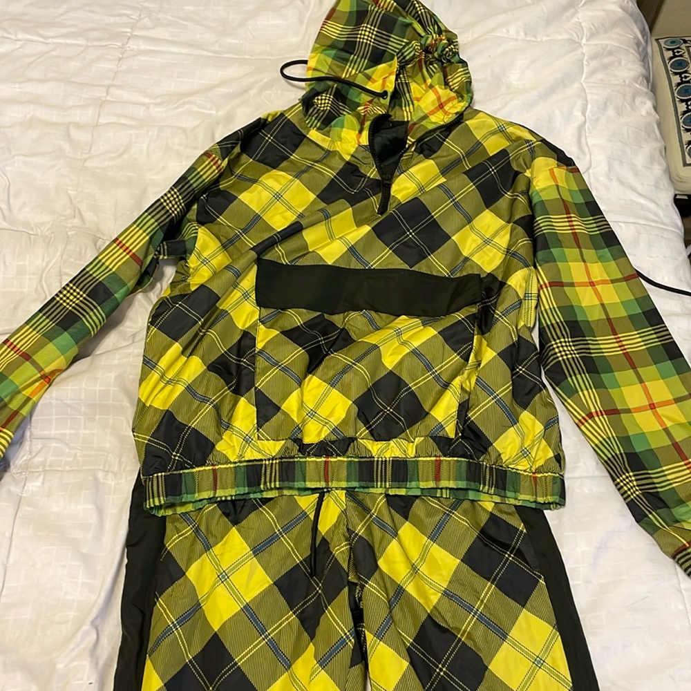 Forever21 yellow and black plaid tracksuit